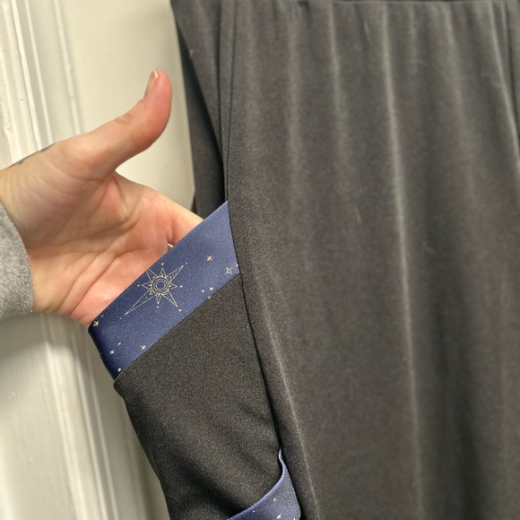 Black and Blue celestial Patterned Flare leg Pants - Picture 3 of 10